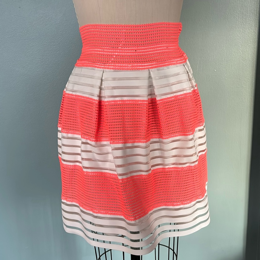 Coral striped skirt